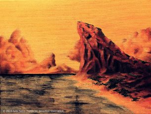 "Atardecer en un peñón" 61x46, óleo sobre lienzo, 2012