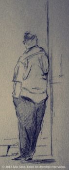Boceto para el cuadro "Mar de arena y olvido", lápiz sobre papel, 2012