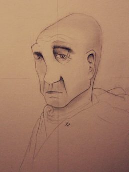 Boceto a lápiz sobre paspartú