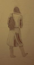 Boceto a lápiz sobre paspartú
