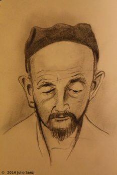 Boceto para retrato de campesino uzbeko, lápiz sobre papel, 2014