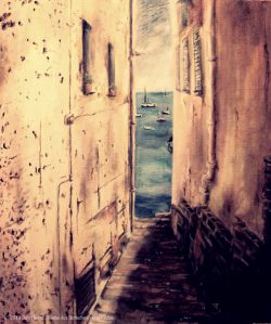 Callejuela de Cadaqués: 46x55, óleo sobre lienzo, 2012