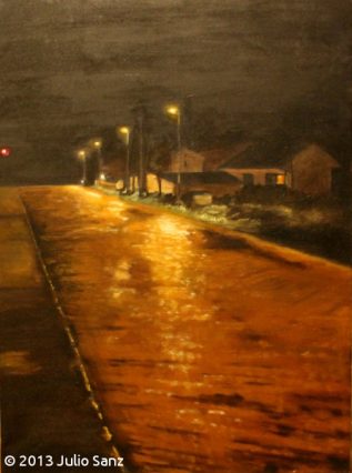 "Paseando por Rascafría de noche", 54x73, óleo sobre lienzo, 2013
