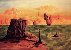 "Océano de manzanas, setas y barcos", 92x65, óleo sobre lienzo, 2012