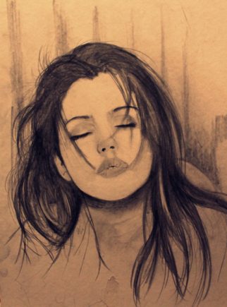 Retrato de Monica Bellucci, lápiz sobre paspartú, 2013
