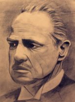 Retrato de Vito Corleone; lápiz sobre paspartú, 2013