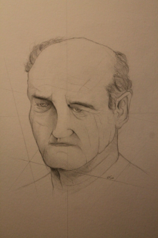Retrato a lápiz sobre paspartú, "A1"