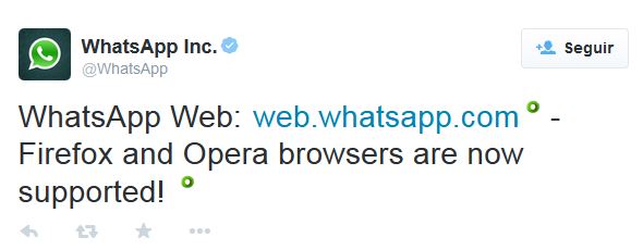 WhatsApp Web para Firefox y Opera