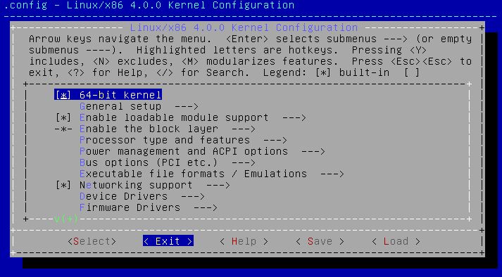 Parametrización del kernel con menuconfig
