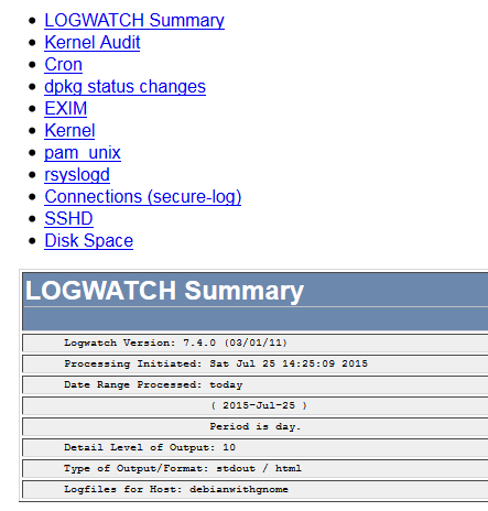 Informe de Logwatch en formato HTML