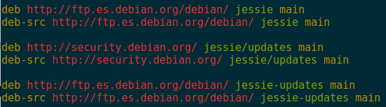 Fichero sources.list para Debian Jessie
